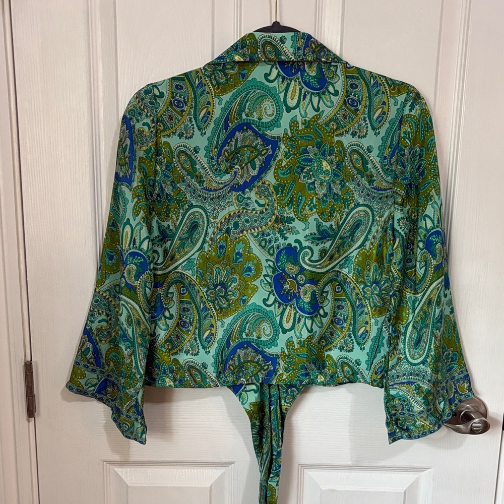 Chelsea & Theadore Green and Blue Paisley Blouse - Picture 4 of 8